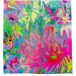 Colorful Flower Garden Abstract Collage Shower Curtain