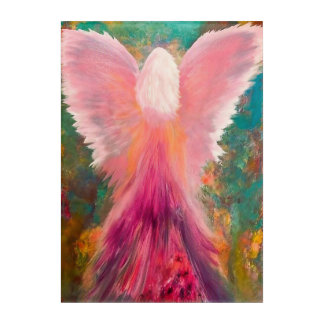 Colorful Flower Garden Angel Acrylic Wall Art