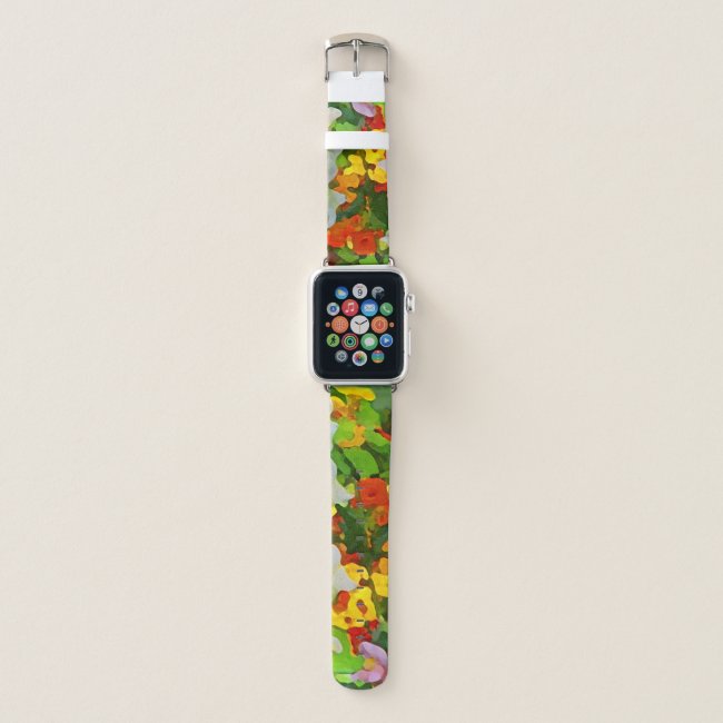 Colorful Flower Garden Floral Abstract Apple Watch Band/h4