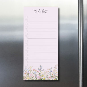 Colorful Flower Garden Floral Lined To Do List Magnetic Notepad