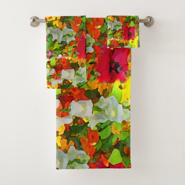Colorful Flower Garden Floral Towel Set