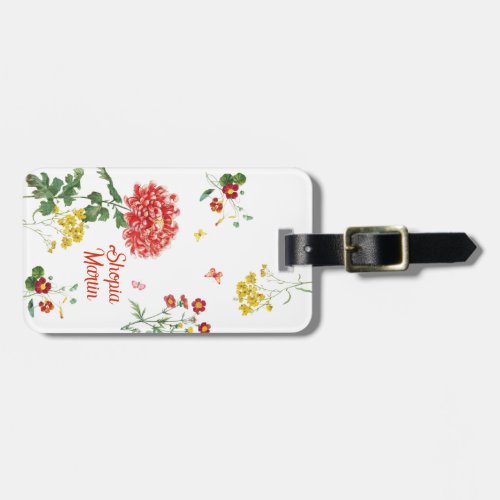 Colorful FLower Garden Hand Drawing Girly Custom Luggage Tag