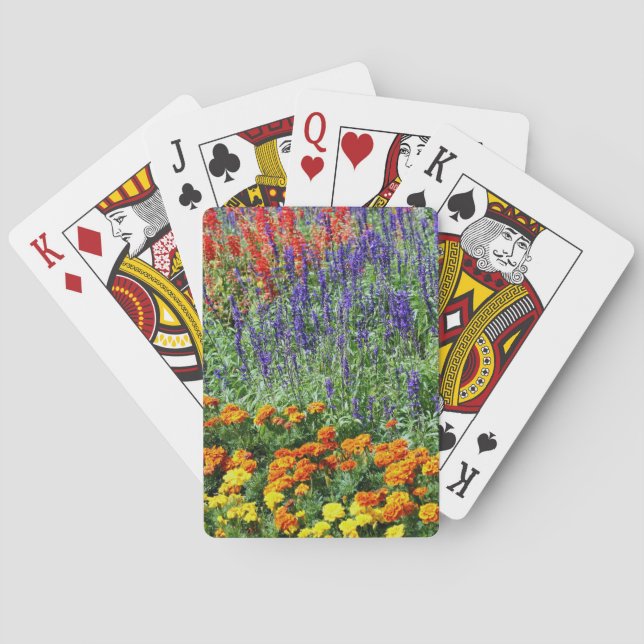 Colorful Flower Garden In Summer  Poker Cards (Back)