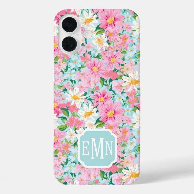 Colorful Flower Garden Monogrammed Case-Mate iPhone Case (Back)