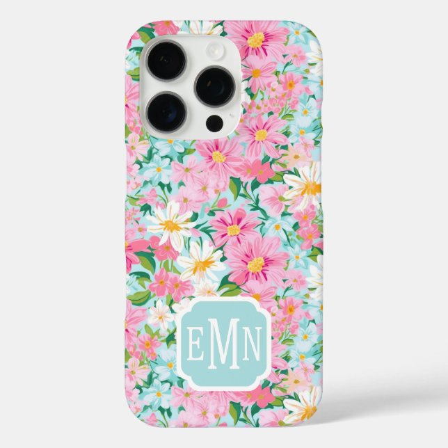 Colorful Flower Garden Monogrammed Case-Mate iPhone Case (Back)