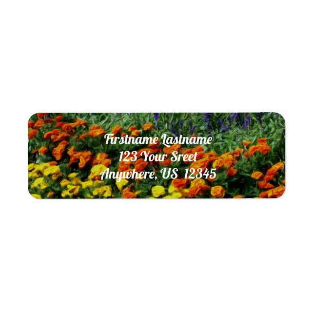 Colorful Flower Garden Oil Photo Painting Address Label (Front)