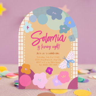 Colorful Flower Girl Arch Birthday Invitation