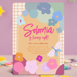 Colorful Flower Girl Arch Birthday Invitation