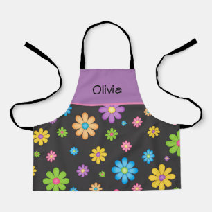 Colorful Flower Girl Power Hippie Custom Apron