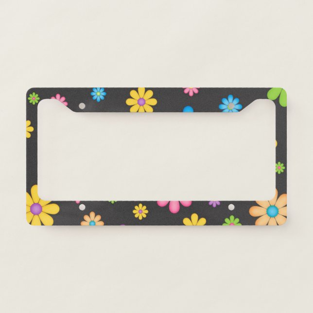 Colorful Flower Girl Power Hippie License Plate Frame (Front)