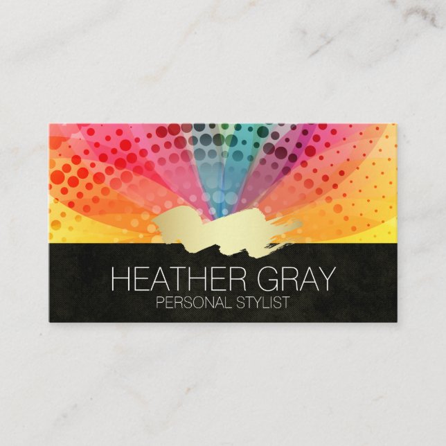 Colorful Flower Gold Brushed Appointment Card (Front)