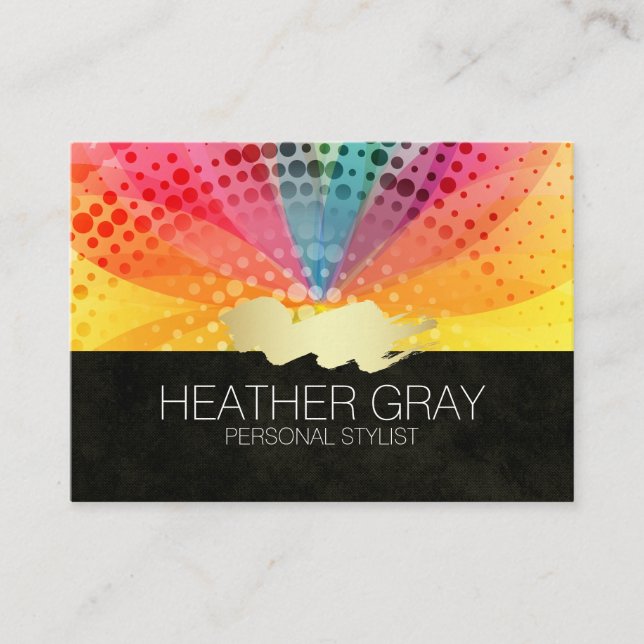 Colorful Flower Gold Brushed Appointment Card (Front)