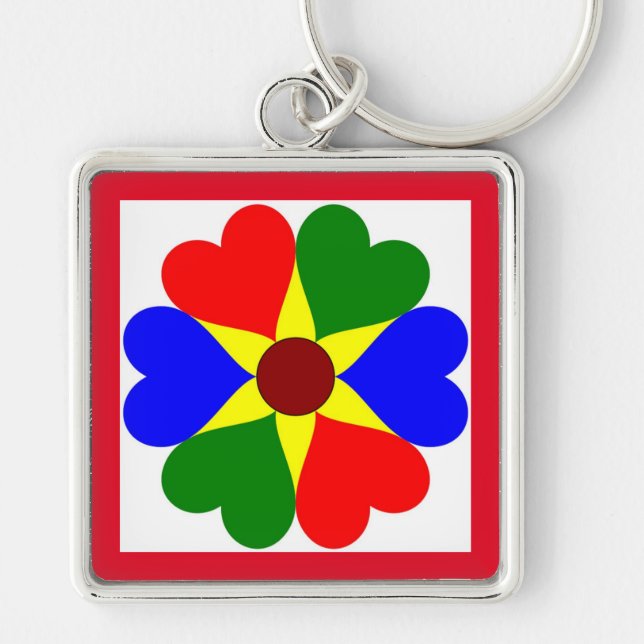 COLORFUL FLOWER HEARTS KEYCHAIN (Front)