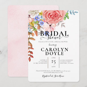 Colorful Flower Illustration Bridal Shower Invitation