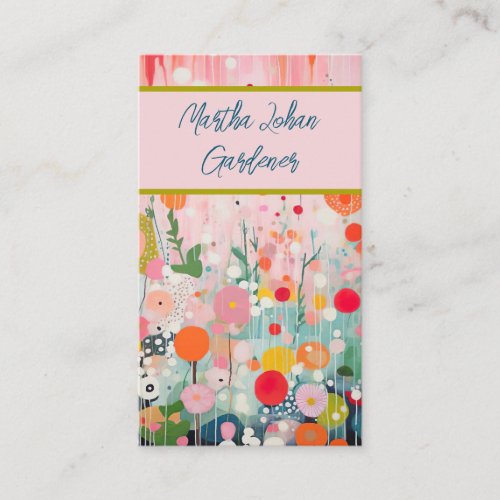 colorful flower illustration individual name business card