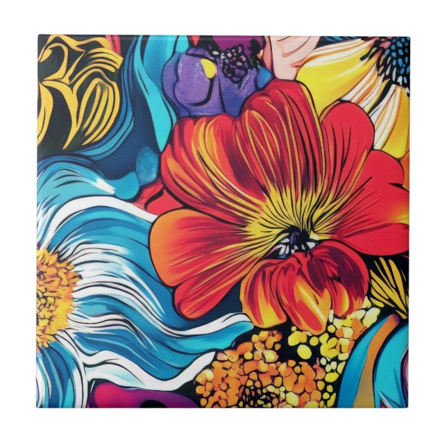 Colorful Flower iPhone Case Ceramic Tile (Front)