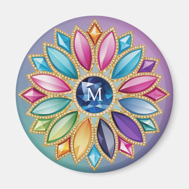 Colorful Flower Jewel Magnet (Front)
