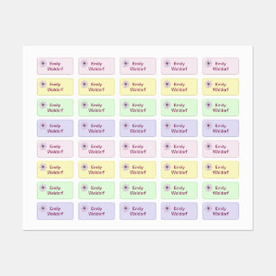 Colorful Flower Kids' Name Clothing School Labels