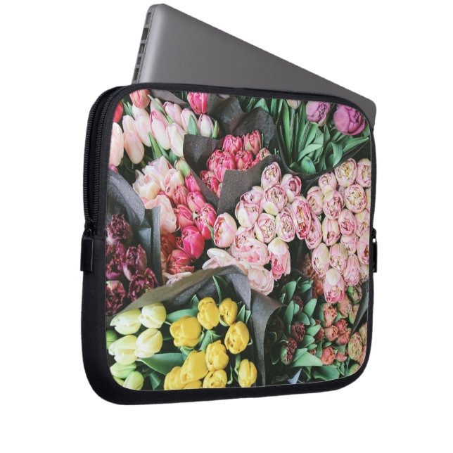 colorful flower laptop sleeve (Front Right)