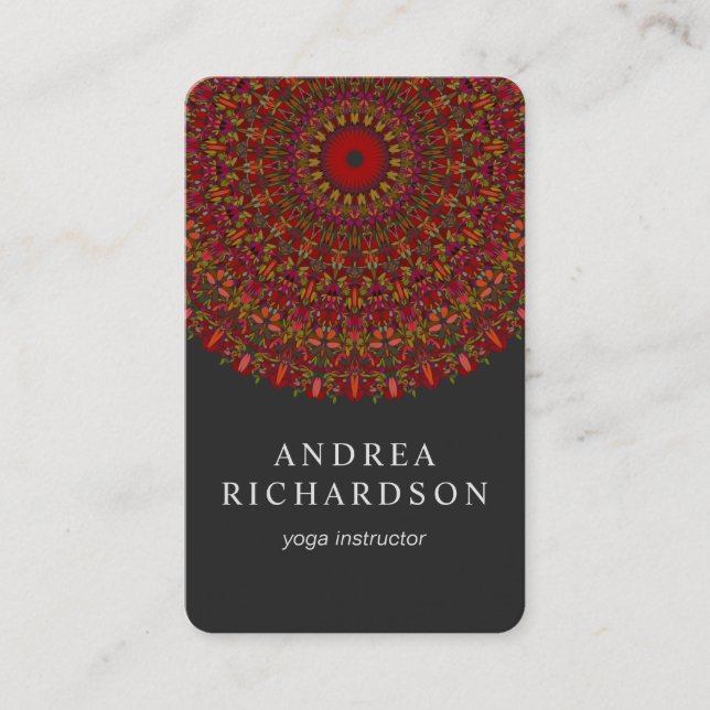 Colorful Flower Mandala Business Card (Front)