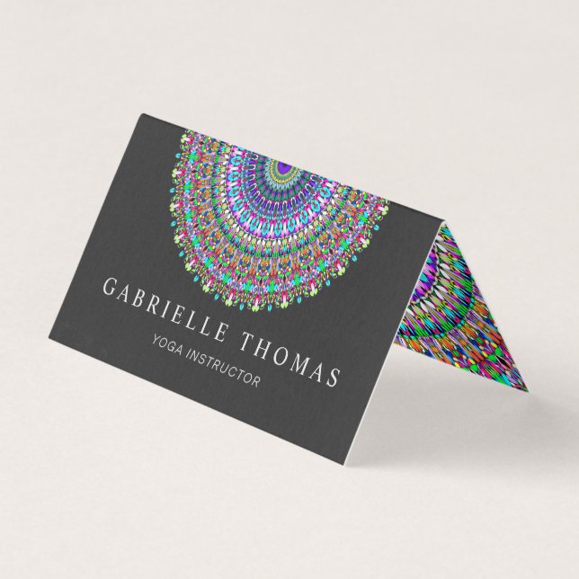 Colorful Flower Mandala Business Card (Front)