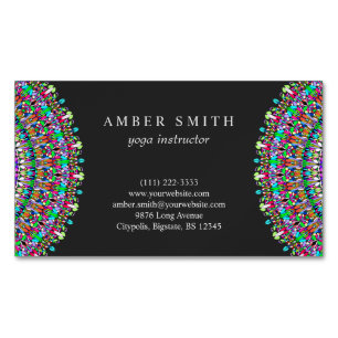 Colorful Flower Mandala Business Card Magnet
