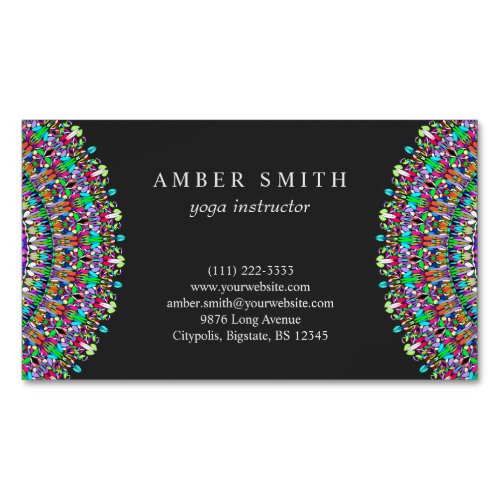 Colorful Flower Mandala Business Card Magnet