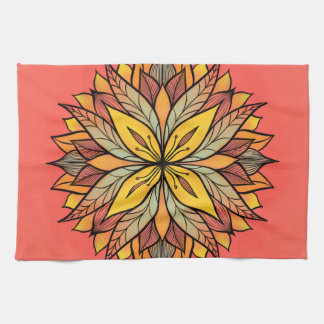 Colorful Flower Mandala Fun Abstract Kaleidoscopic Kitchen Towel