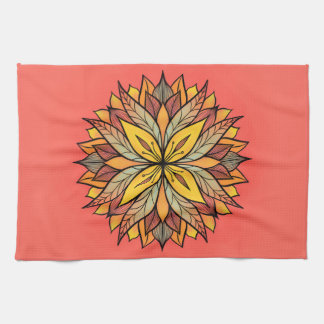 Colorful Flower Mandala Fun Abstract Kaleidoscopic Kitchen Towel