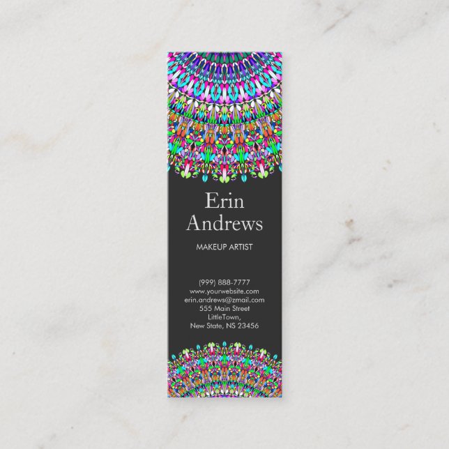 Colorful Flower Mandala Mini Business Card (Front)