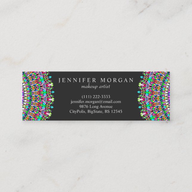 Colorful Flower Mandala Mini Business Card (Front)