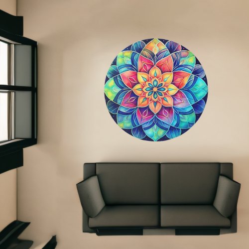 Colorful Flower Mandala Vibrant Floral Rug