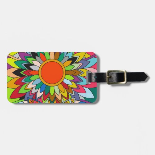 colorful flower mandala yaei design luggage tag