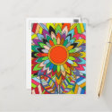 colorful flower mandala yaei design postcard