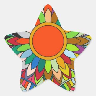 colorful flower mandala yaei design star sticker