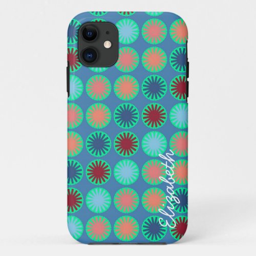 Colorful Flower Modern Geometric Pattern iPhone 11 Case