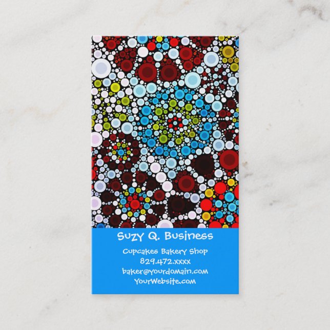 Colorful Flower Mosaic Circles Bubbles Design Business Card (Front)