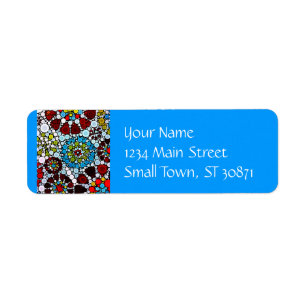 Colorful Flower Mosaic Circles Bubbles Design Label