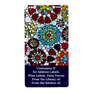 Colorful Flower Mosaic Circles Bubbles Design Label