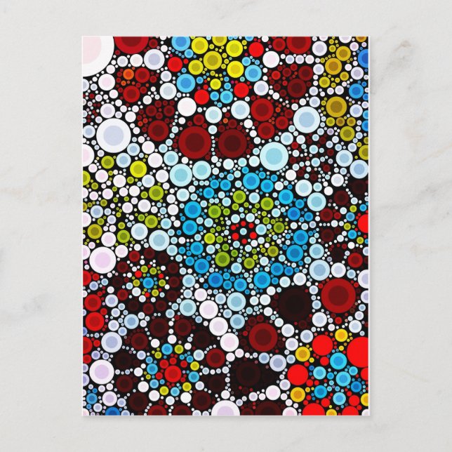 Colorful Flower Mosaic Circles Bubbles Design Postcard (Front)