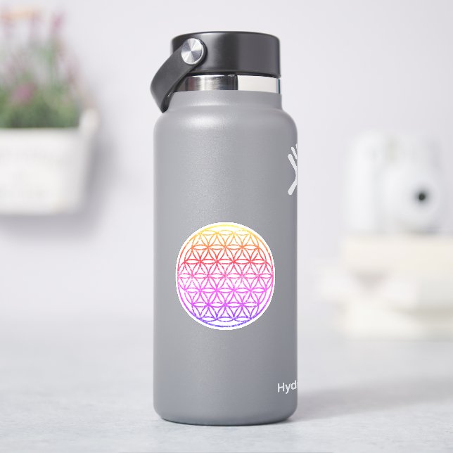 Colorful Flower of life, scared geometry, zen Sticker (HydroFlask)