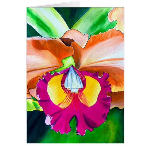 Colorful flower orchid watercolor art