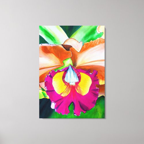 Colorful flower orchid watercolor art canvas print