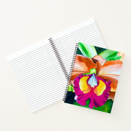 Colorful flower orchid watercolor art notebook