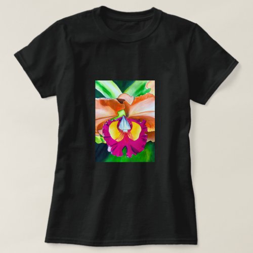 Colorful flower orchid watercolor art T_Shirt