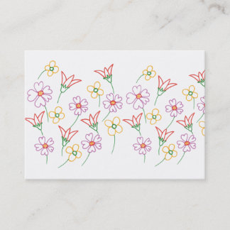 Colorful Flower Outlines Coloring Business Cards