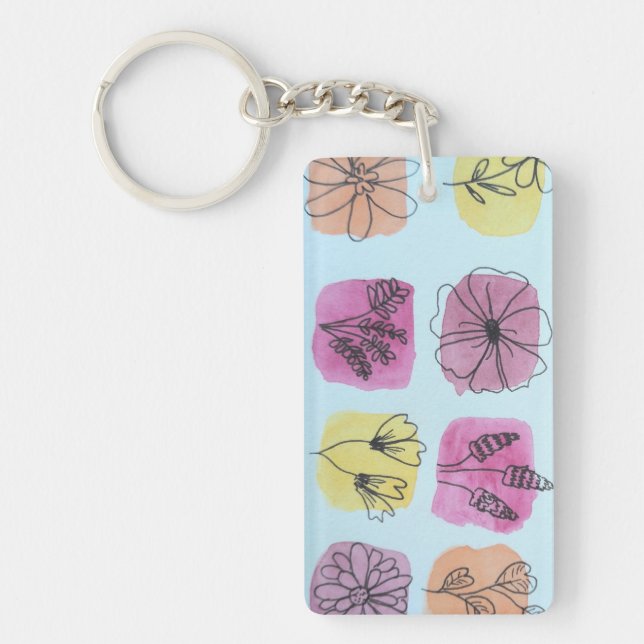 Colorful flower palettes  keychain (Front)