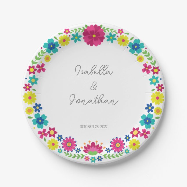 COLORFUL FLOWER PAPER PLATES (Front)
