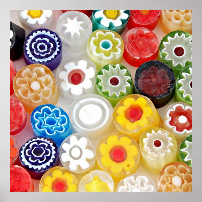 Colorful Flower Party. Large Art Print on Canvas (Front)
