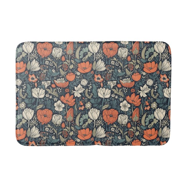 Colorful Flower Pattern Bath Mat (Front)